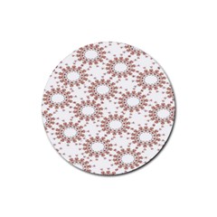 Pattern Flower Floral Star Circle Love Valentine Heart Pink Red Folk Rubber Round Coaster (4 Pack) 