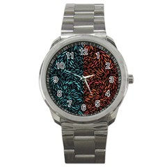 Square Pheonix Blue Orange Red Sport Metal Watch