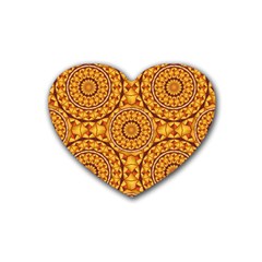 Golden Mandalas Pattern Heart Coaster (4 Pack)  by linceazul