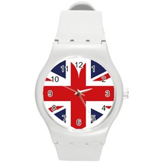 Uk Flag United Kingdom Round Plastic Sport Watch (m) by Nexatart