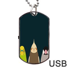 Animals Lovebird Walnut Peacock Parrots Birds Dog Tag Usb Flash (two Sides) by Mariart