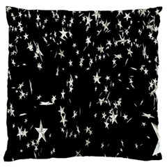 Falling Spinning Silver Stars Space White Black Standard Flano Cushion Case (one Side)