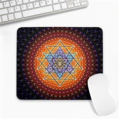 Cosmik Triangle Space Rainbow Light Blue Gold Orange Large Mousepads