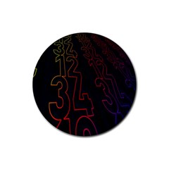 Neon Number Rubber Round Coaster (4 Pack) 