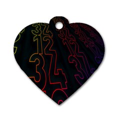 Neon Number Dog Tag Heart (one Side)