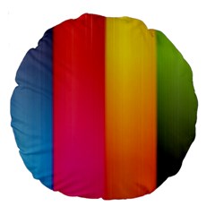 Rainbow Stripes Vertical Lines Colorful Blue Pink Orange Green Large 18  Premium Round Cushions