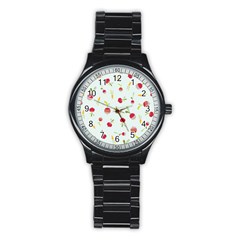 Root Vegetables Pattern Carrots Stainless Steel Round Watch