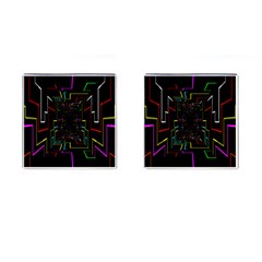 Seamless 3d Animation Digital Futuristic Tunnel Path Color Changing Geometric Electrical Line Zoomin Cufflinks (square)