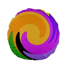 Spiral Digital Pop Rainbow Standard 15  Premium Flano Round Cushions