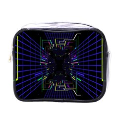 Seamless 3d Animation Digital Futuristic Tunnel Path Color Changing Geometric Electrical Line Zoomin Mini Toiletries Bags by Mariart