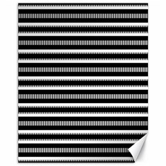 Tribal Stripes Black White Canvas 11  X 14  