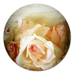 Roses Vintage Playful Romantic Magnet 5  (round) by Nexatart