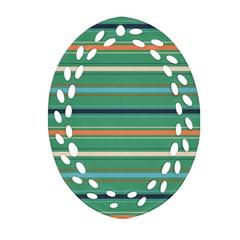 Horizontal Line Green Red Orange Ornament (oval Filigree)