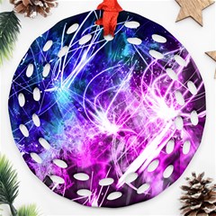 Space Galaxy Purple Blue Round Filigree Ornament (two Sides)