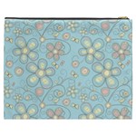 Flower Blue Butterfly Bird Yellow Floral Sexy Cosmetic Bag (XXXL)  Back