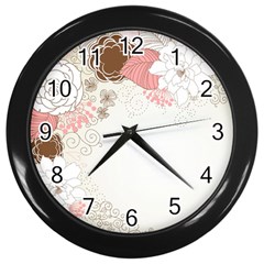 Flower Floral Rose Sunflower Star Sexy Pink Wall Clocks (black) by Mariart