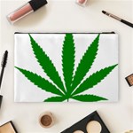 Marijuana Weed Drugs Neon Cannabis Green Leaf Sign Cosmetic Bag (Large)  Back