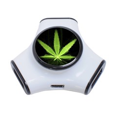 Marijuana Weed Drugs Neon Green Black Light 3-port Usb Hub