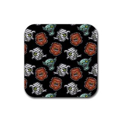 Pattern Halloween Werewolf Mummy Vampire Icreate Rubber Coaster (square)  by iCreate