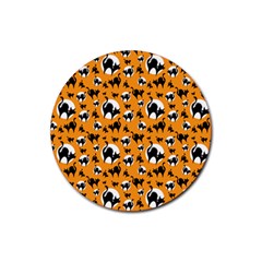 Pattern Halloween Black Cat Hissing Rubber Round Coaster (4 Pack)  by iCreate