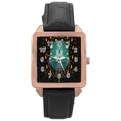 Temple Of Yoga In Light Peace And Human Namaste Style Rose Gold Leather Watch  by pepitasart