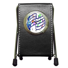 Music Note Tone Rainbow Blue Pink Greeen Sexy Pen Holder Desk Clocks by Mariart