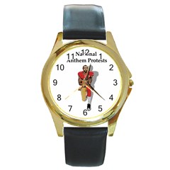 National Anthem Protest Round Gold Metal Watch by Valentinaart