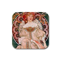 Alfons Mucha   F  Champenois Imprimeur ¨|diteur Rubber Square Coaster (4 Pack)  by NouveauDesign