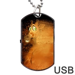 The Funny, Speed Giraffe Dog Tag Usb Flash (two Sides) by FantasyWorld7