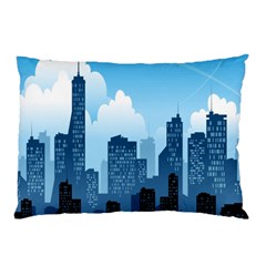 City Building Blue Sky Pillow Case (two Sides)