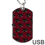 Face Cat Animals Red Dog Tag USB Flash (Two Sides) Front