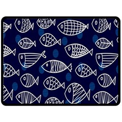 Love Fish Seaworld Swim Blue White Sea Water Cartoons Fleece Blanket (large) 