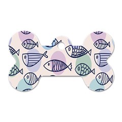 Love Fish Seaworld Swim Blue White Sea Water Cartoons Rainbow Polka Dots Dog Tag Bone (one Side)