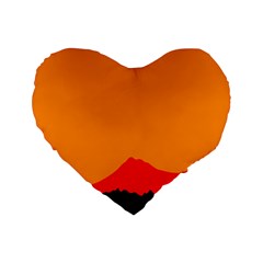 Mountains Natural Orange Red Black Standard 16  Premium Heart Shape Cushions