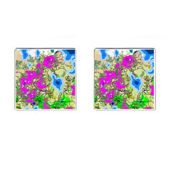 Painting Map Pink Green Blue Street Cufflinks (square)