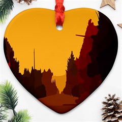 Road Trees Stop Light Richmond Ace Heart Ornament (two Sides)