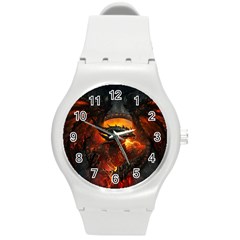 Dragon Legend Art Fire Digital Fantasy Round Plastic Sport Watch (m) by Celenk