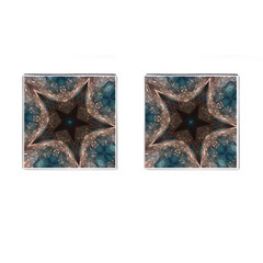 Kaleidoscopic Design Elegant Star Brown Turquoise Cufflinks (square) by yoursparklingshop