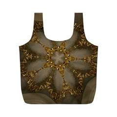 Golden Flower Star Floral Kaleidoscopic Design Full Print Recycle Bags (m)  by yoursparklingshop