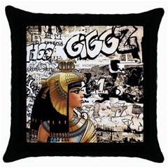 Cleopatra Throw Pillow Case (black) by Valentinaart