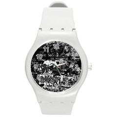 Graffiti Round Plastic Sport Watch (m) by ValentinaDesign