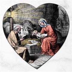 The Birth Of Christ Jigsaw Puzzle (heart) by Valentinaart