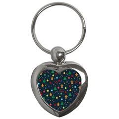 Christmas Pattern Key Chains (heart)  by Valentinaart