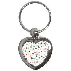 Christmas Pattern Key Chains (heart)  by Valentinaart