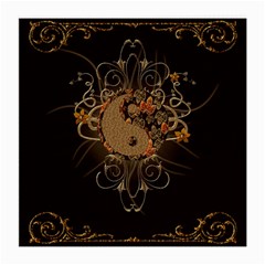 The Sign Ying And Yang With Floral Elements Medium Glasses Cloth by FantasyWorld7