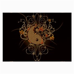 The Sign Ying And Yang With Floral Elements Large Glasses Cloth by FantasyWorld7