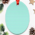 Tiffany Aqua Blue Candy Hearts on White Ornament (Oval) Front