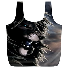 Angry Lion Digital Art Hd Full Print Recycle Bags (l)  by Celenk