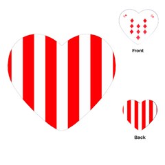 Wide Red And White Christmas Cabana Stripes Playing Cards (heart)  by PodArtist