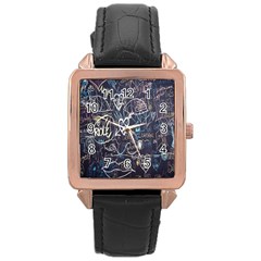 Graffiti Chalkboard Blackboard Love Rose Gold Leather Watch  by Celenk